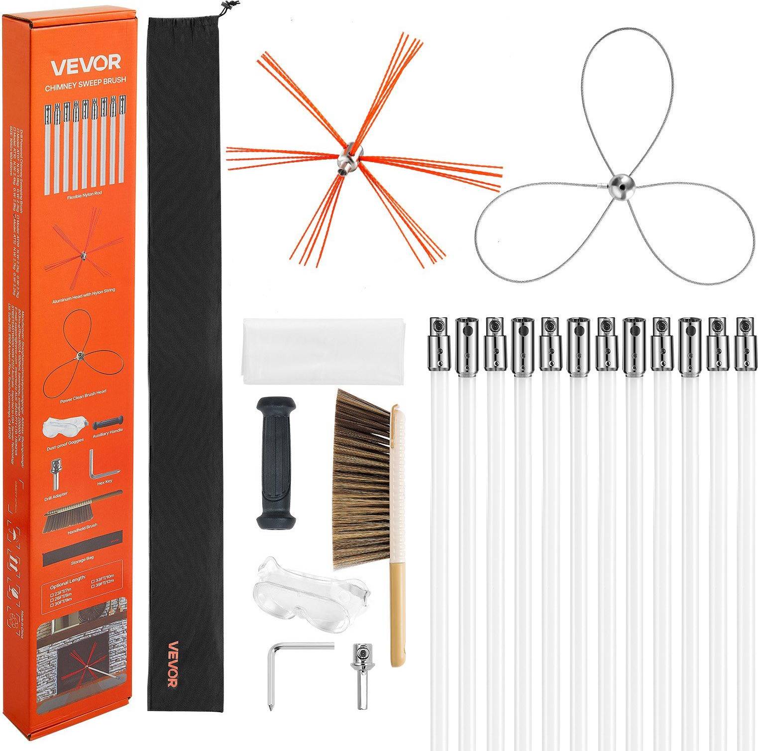 VEVOR 39 Ft Extendable Chimney Sweep Kit