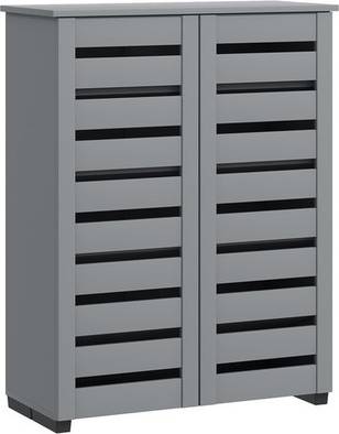 Homcom Storage Cabinet With Slatted Doors Shoe Rack