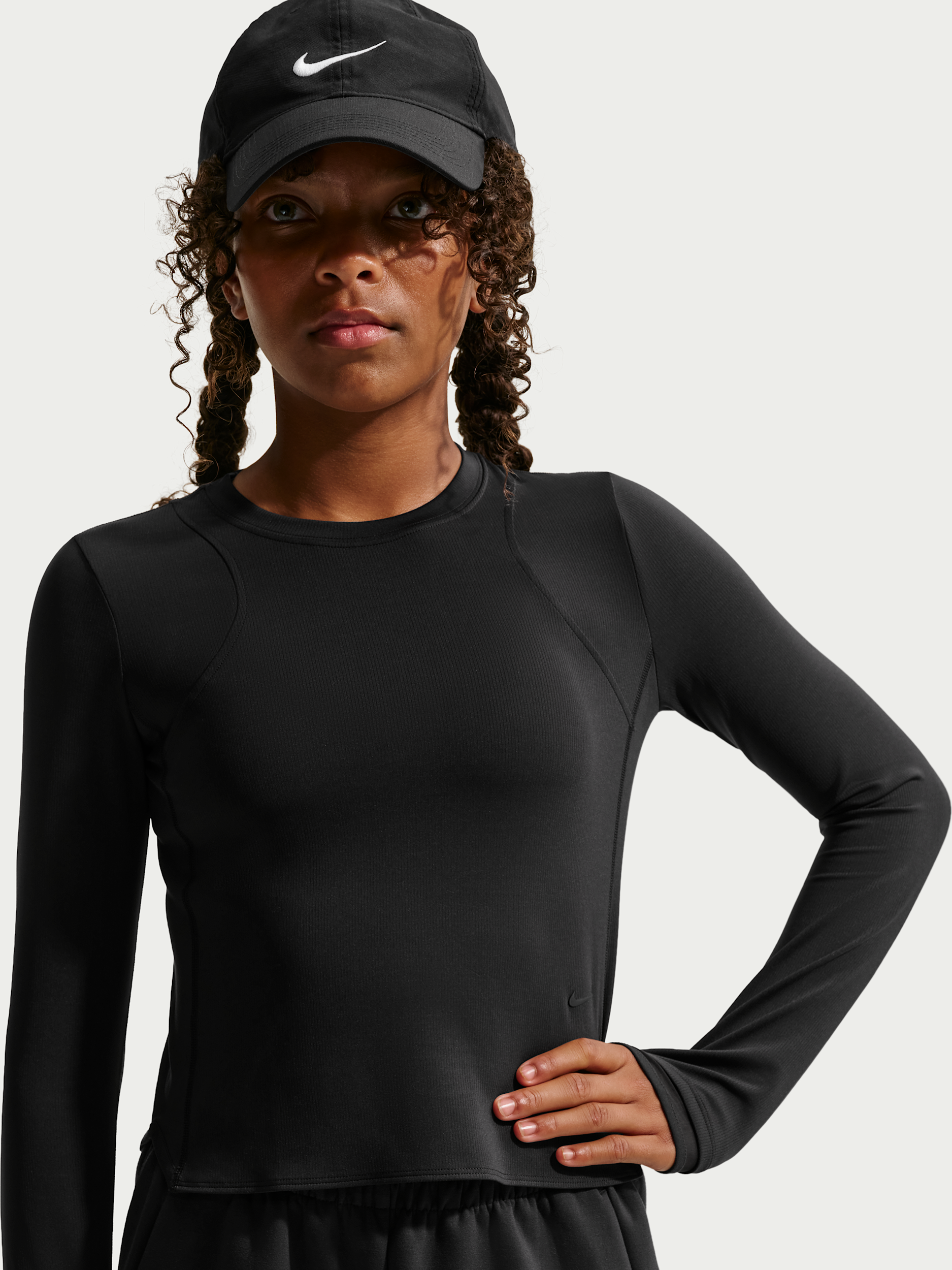 Nike Mavn Dri-Fit-Top I Rib Til Piger - Sort