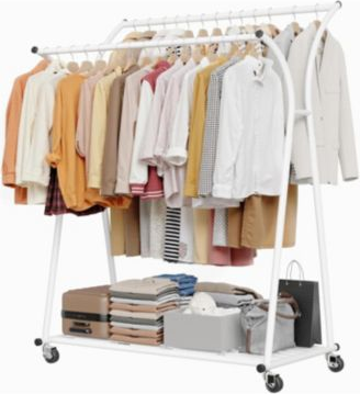 Double clothing rack Raybee Heavy Duty Portable Double Rod Clothes Rack