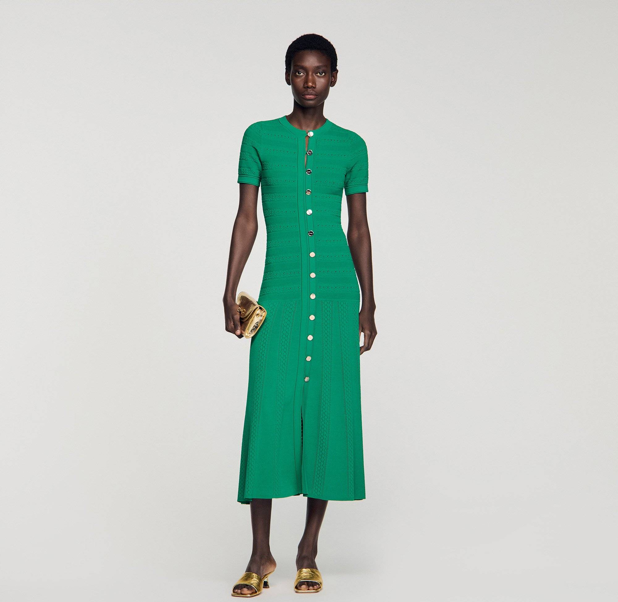 Robe Longue Col Rond Femme - Vert