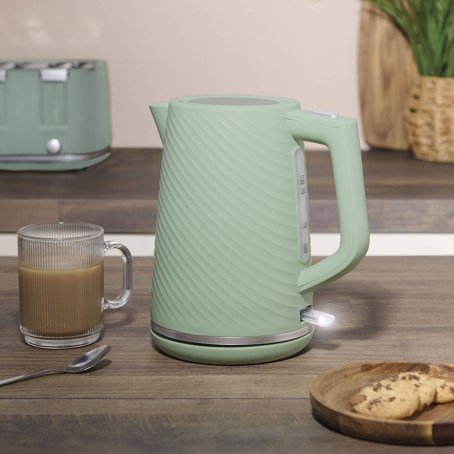 Kitchenmaster Revolve Texture Jug Kettle Sage