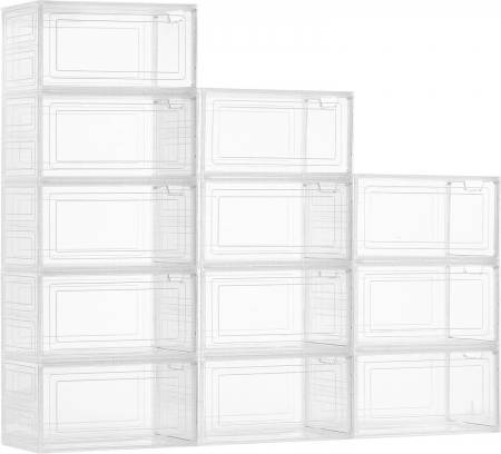 VEVOR Clear Stackable Shoe Boxes 12 Pack Storage Box
