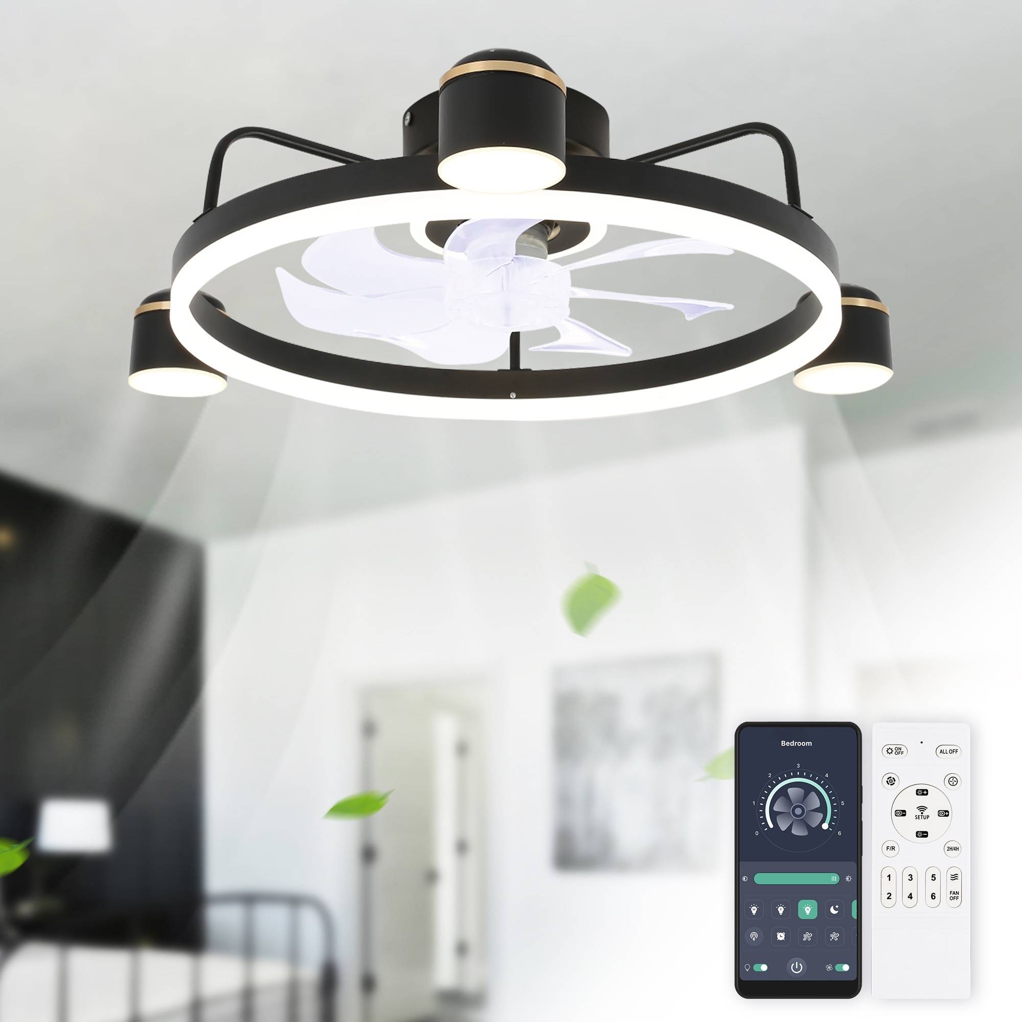 28 Inch Smart LED Flush Mount Ceiling Fan