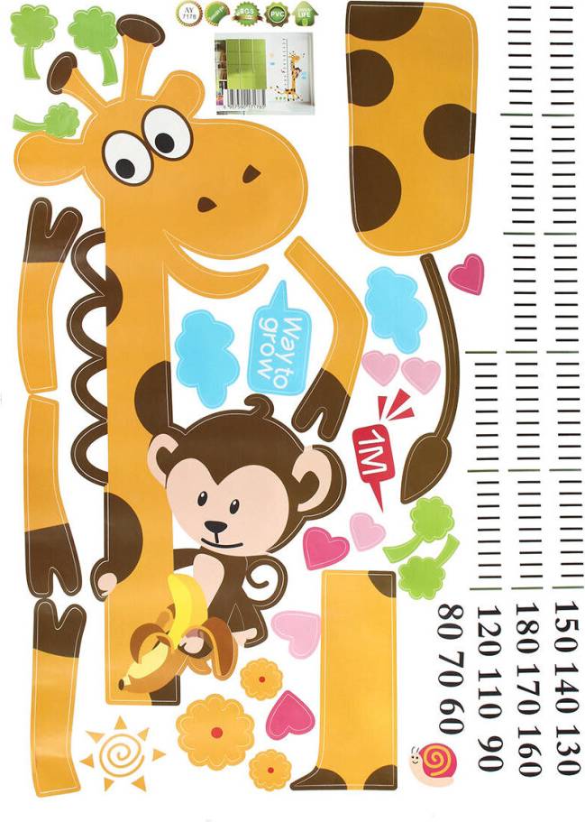2PC Removable Height Chart Wall Sticker