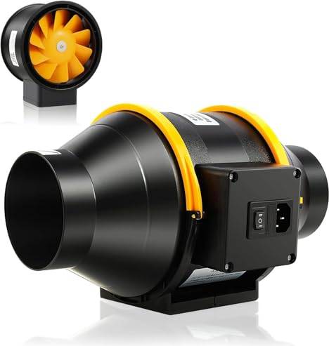 FanGoFast Inline Extractor Fan 100mm UK Plug, Black