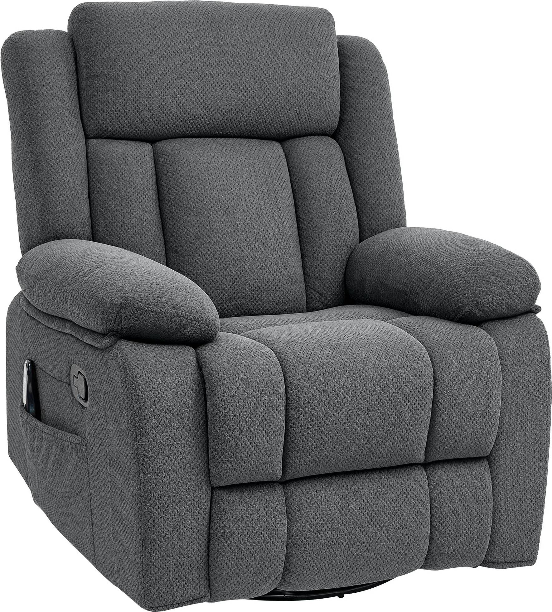 Velvet Swivel Recliner Manual Rocker