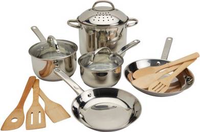 Basic Essentials 14-Piece Stainless Steel Cookware Set