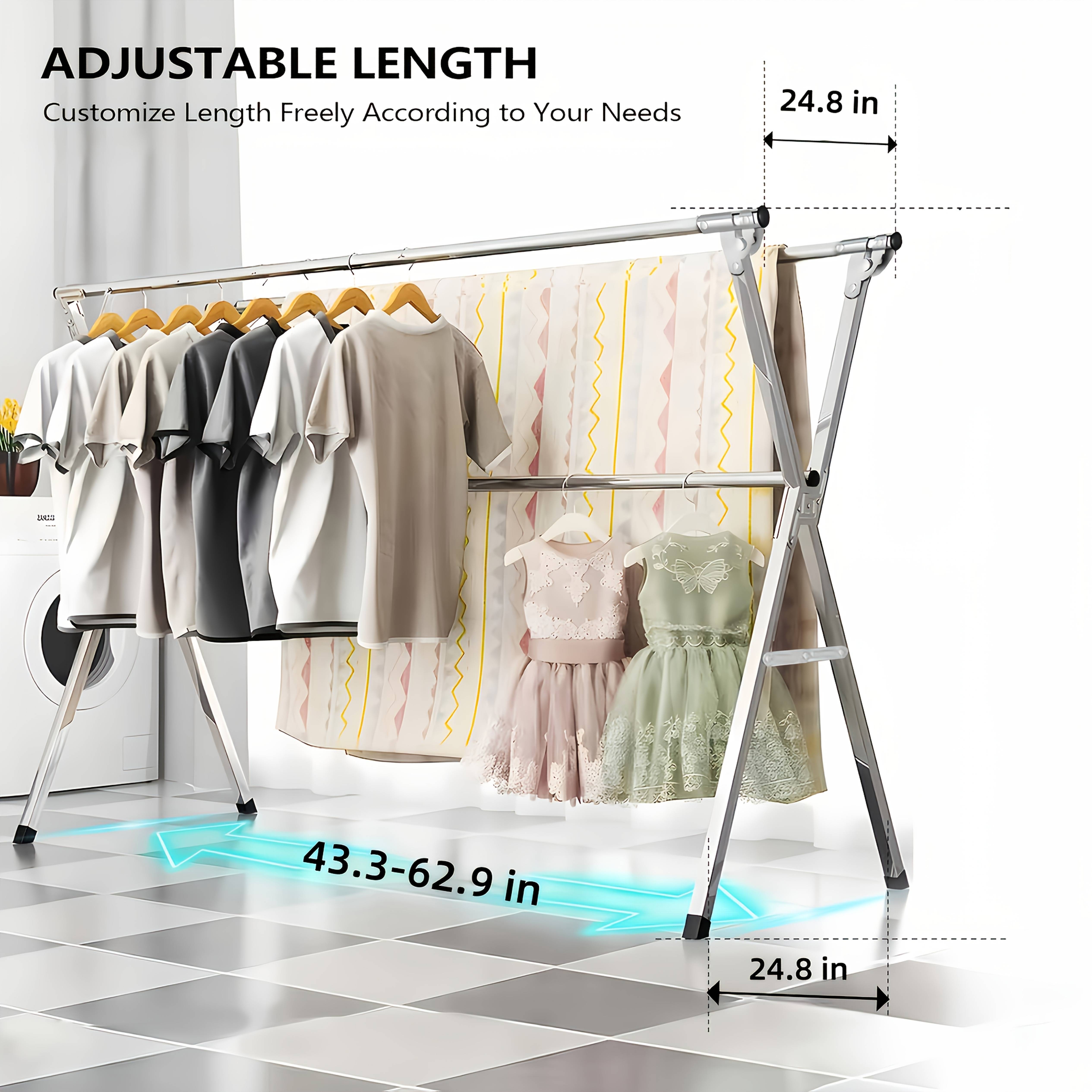 Foldable clothes drying rack Temu Foldable Metal Clothes Drying Rack Adjustable 3 Rod