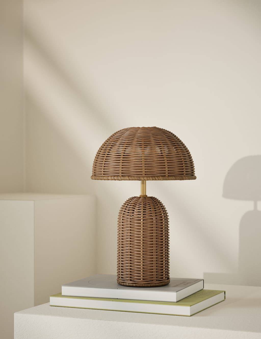M&S Rechargeable Rattan Natural Table Lamp