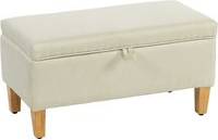 Homcom 30L Linen Ottoman Padded Footstool Storage Bench