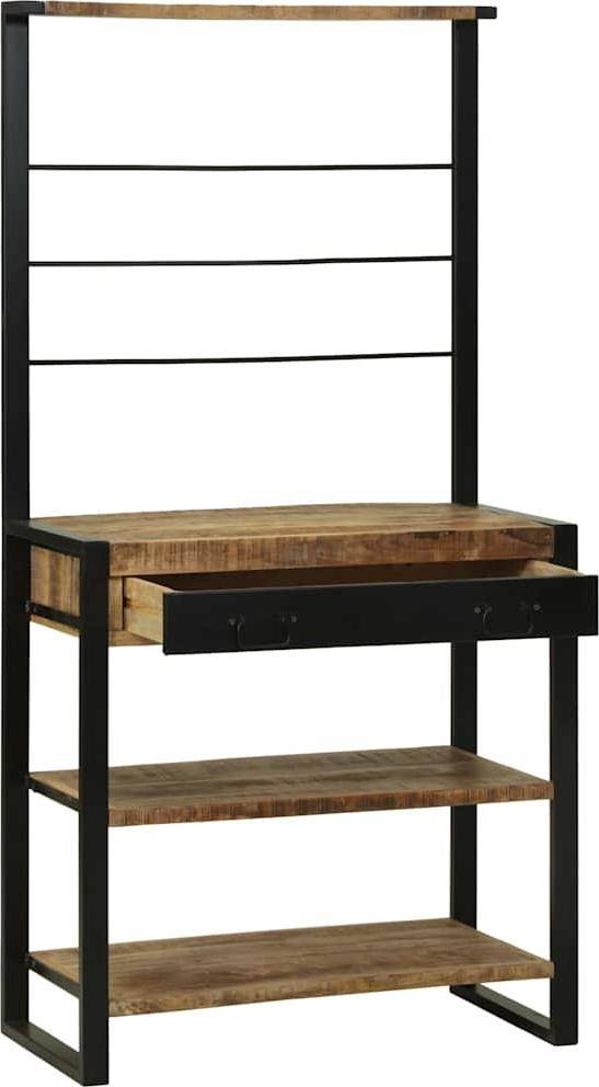 vidaXL Kitchen Rack Brown Solid Mango Wood Shelf