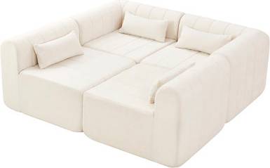 Forma 145.5 Inch Modern Modular Compressed Sectional Fabric