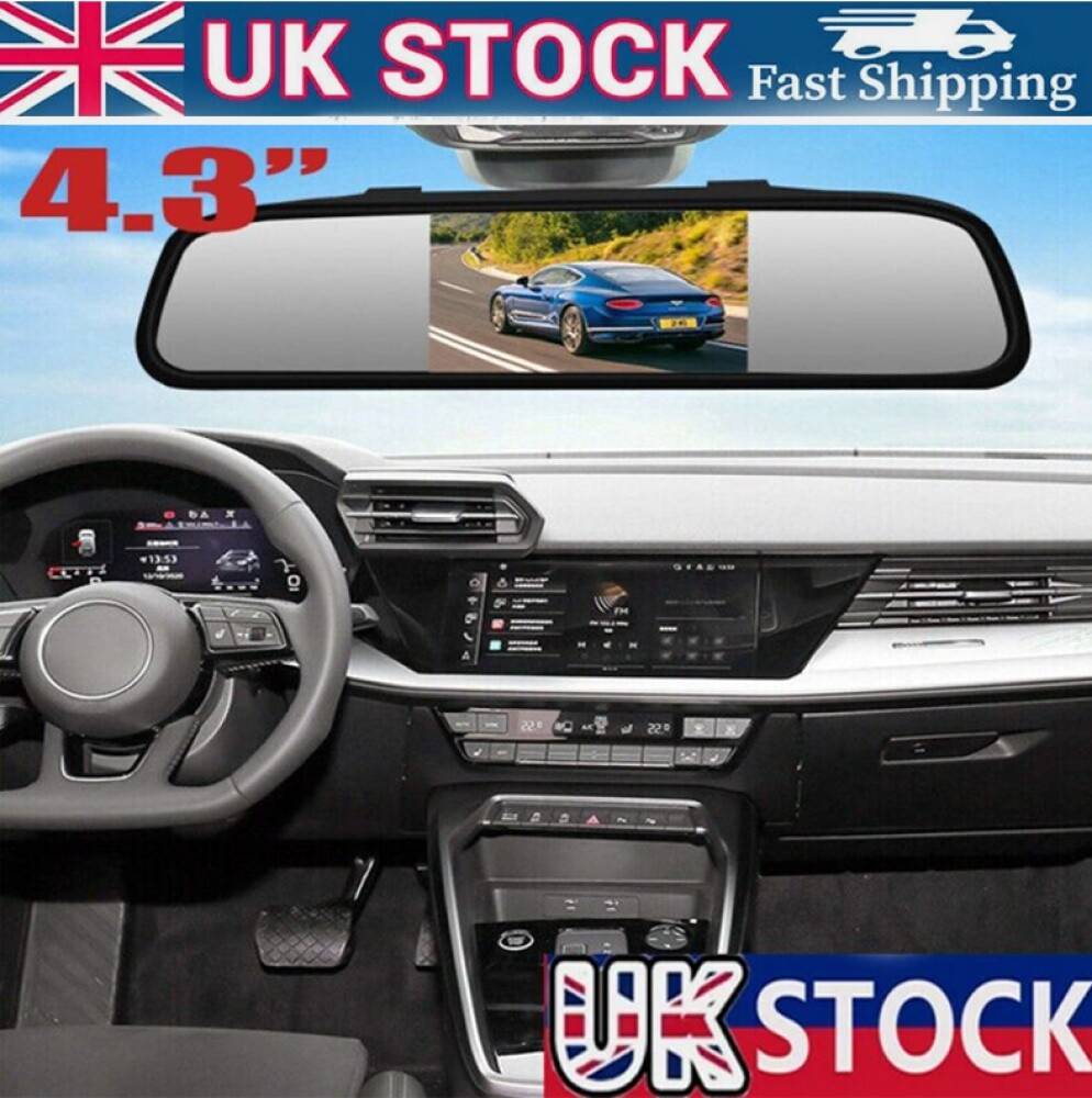 Backup Solustre 4.3LCD Car Mirror Monitor Camera Reversing Kit