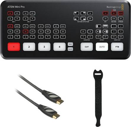 Camera switcher Blackmagic Design Atem Mini Pro Switcher Hdmi Cable Straps