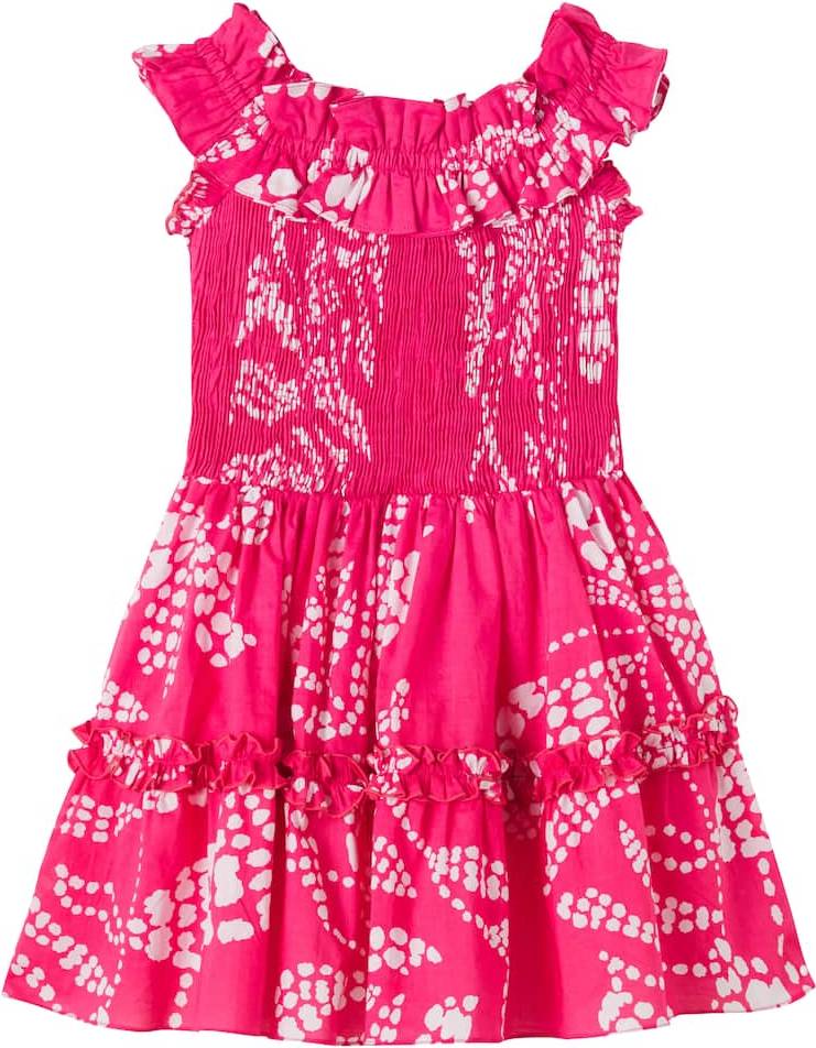 Amber Printed Ruffled Cotton Dress
