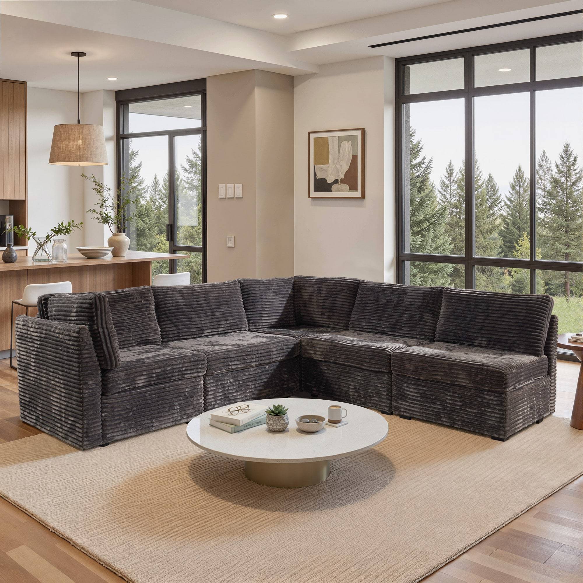Corner modular sectional sofa Toject 130.7 Inch Modular Sectional Couch Sofa
