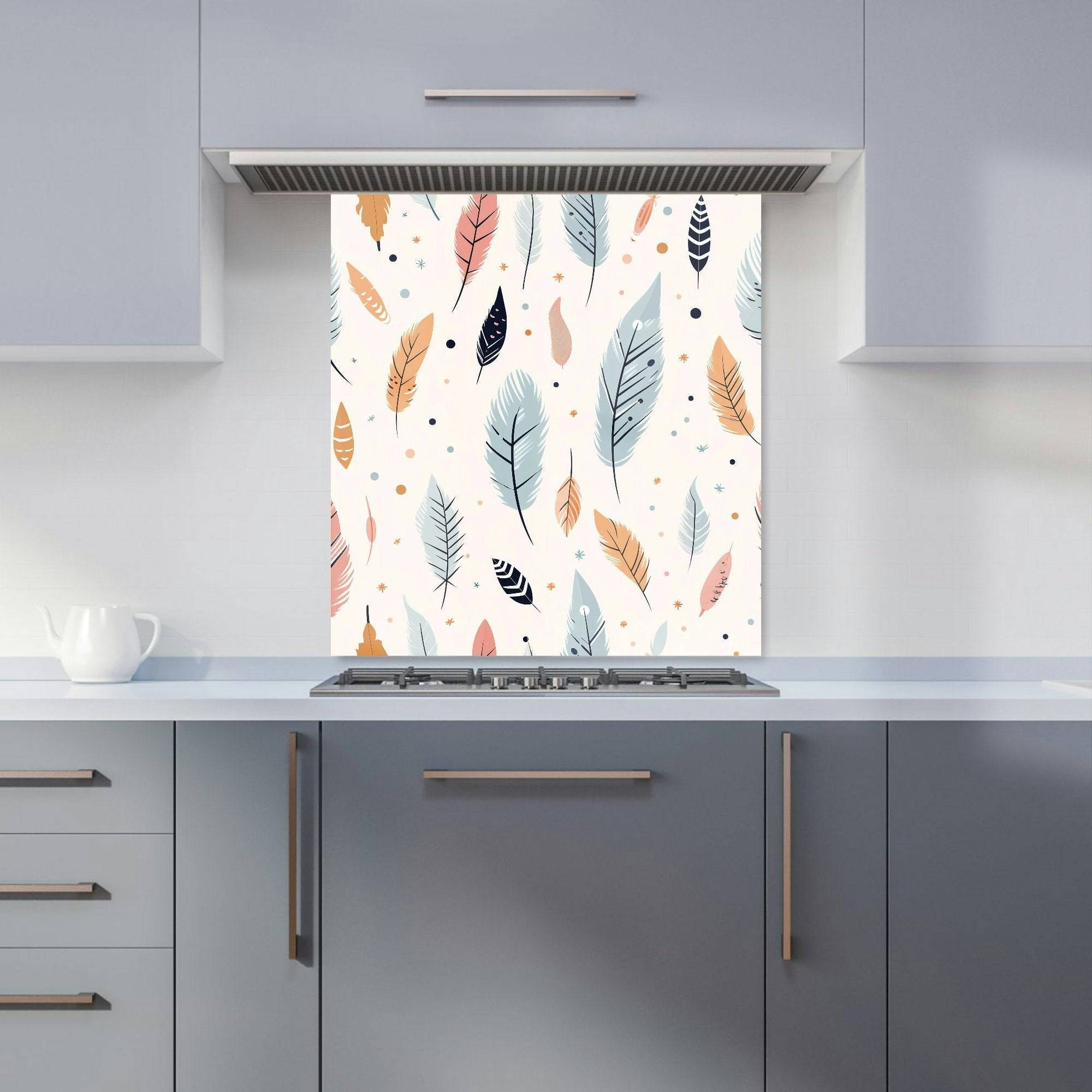Warren Reed Designer Pastel Feather Pattern Kitchen Splashback W700mm x H750mm Splash Guard