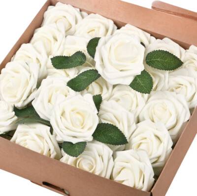 Edibazzar Bouquet De Roses Crème Lot 25 Roses Décoratives