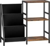 Homcom 3-Tier Record Player Stand Rustic Brown Console Table
