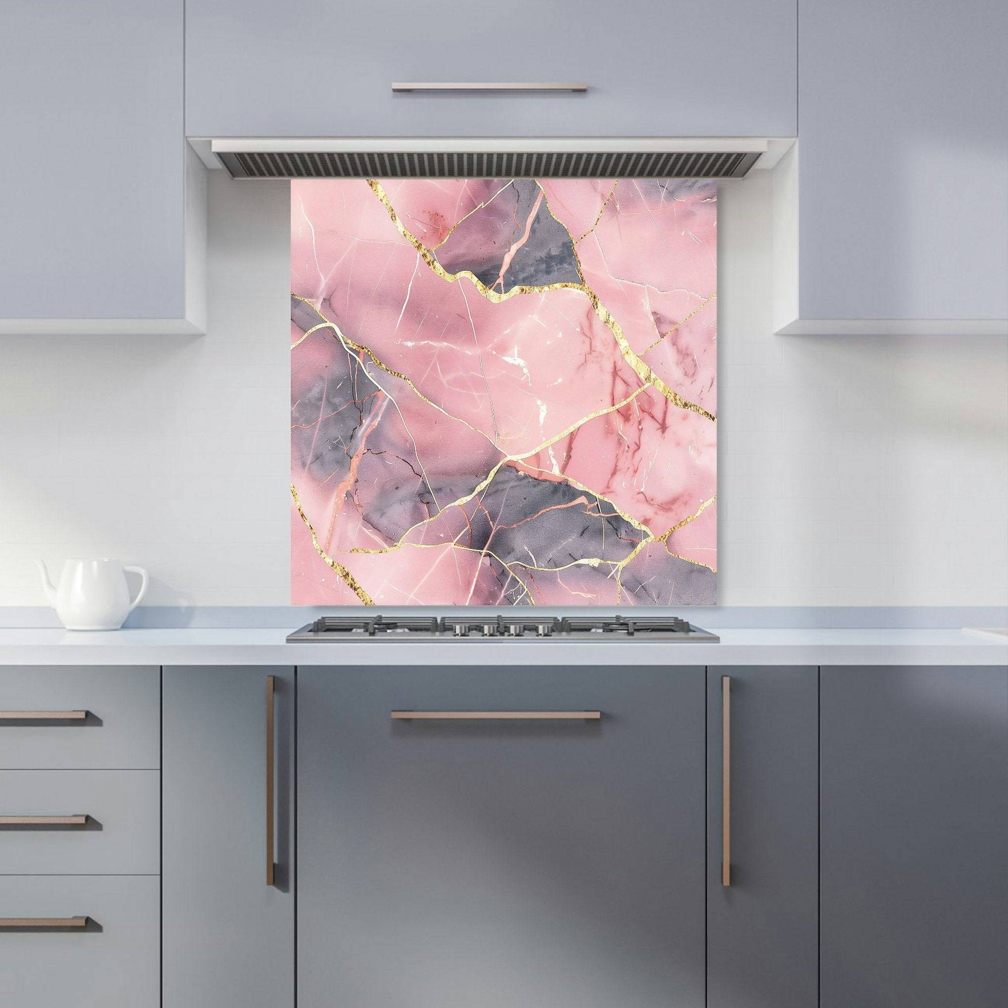 Warren Reed Designer Rose Gold Marble Effect Kitchen Splashback W600mm x H600mm Splash Guard