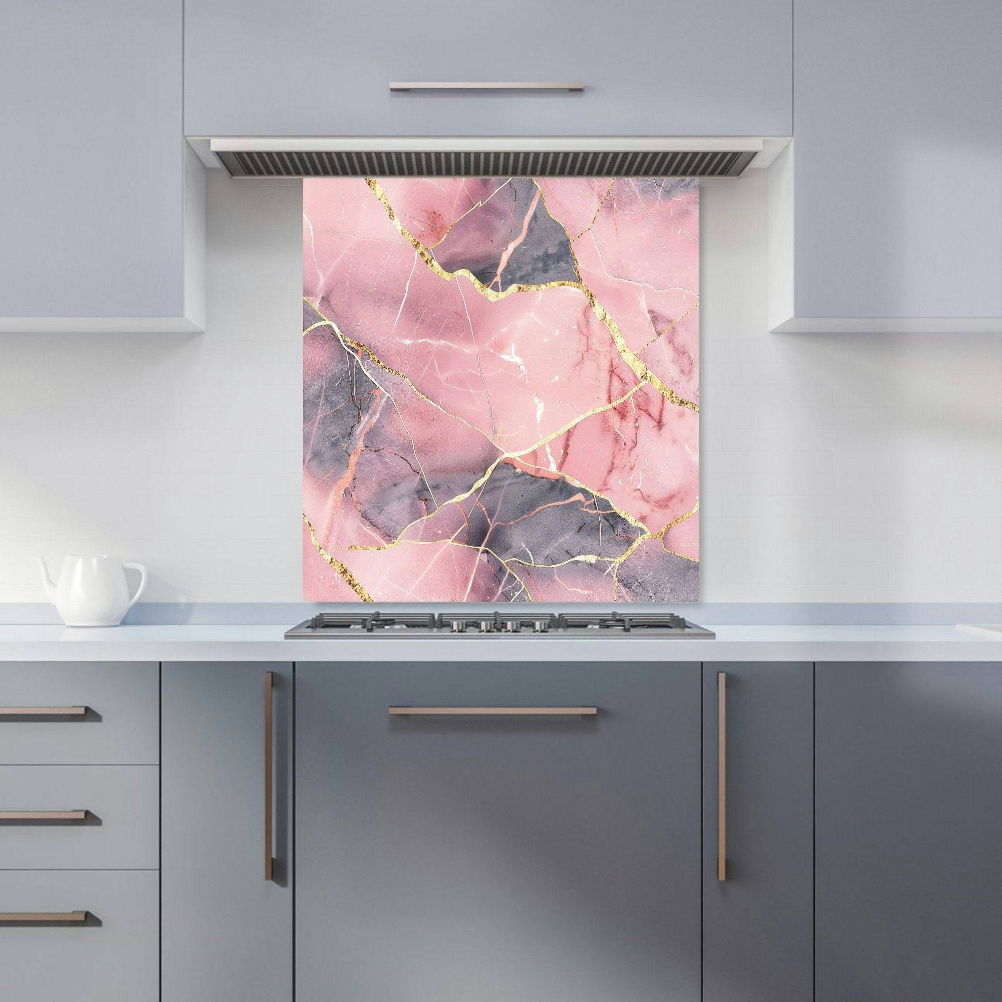 Warren Reed Designer Rose Gold Marble Effect Kitchen Splashback W700mm x H650mm Splash Guard