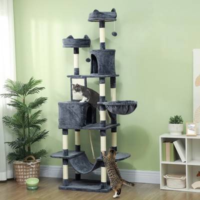 Pawhut 206cm Multi-Level Cat Tree with Scratching Posts