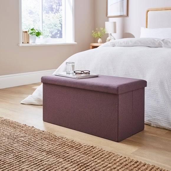 Dunelm Faux Linen Rectangular Ottoman Storage Bench
