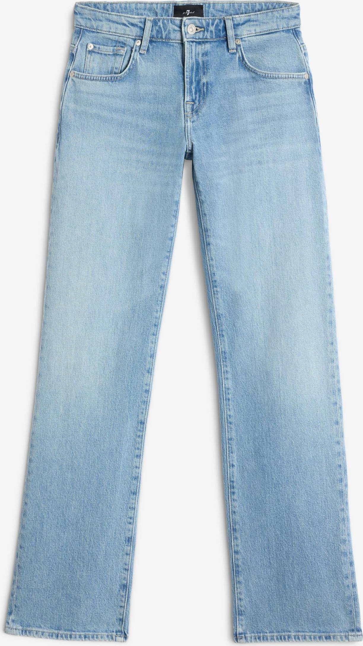 7 For All Mankind Low-Rise Straight Leg Jeans - Light Blue