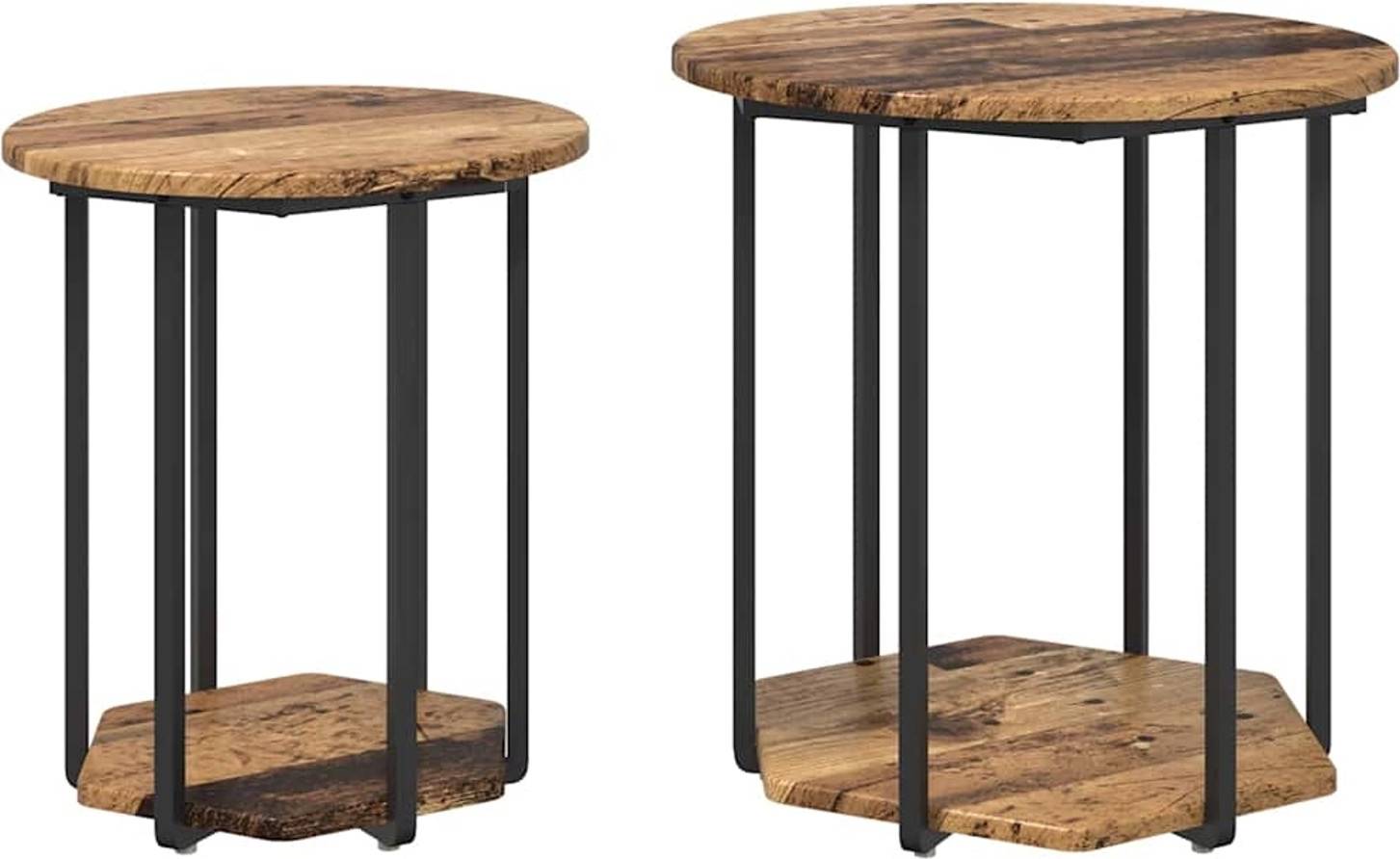 vidaXL Nesting Side Table Set - Brown, 2 pcs Nesting Table 2pcs