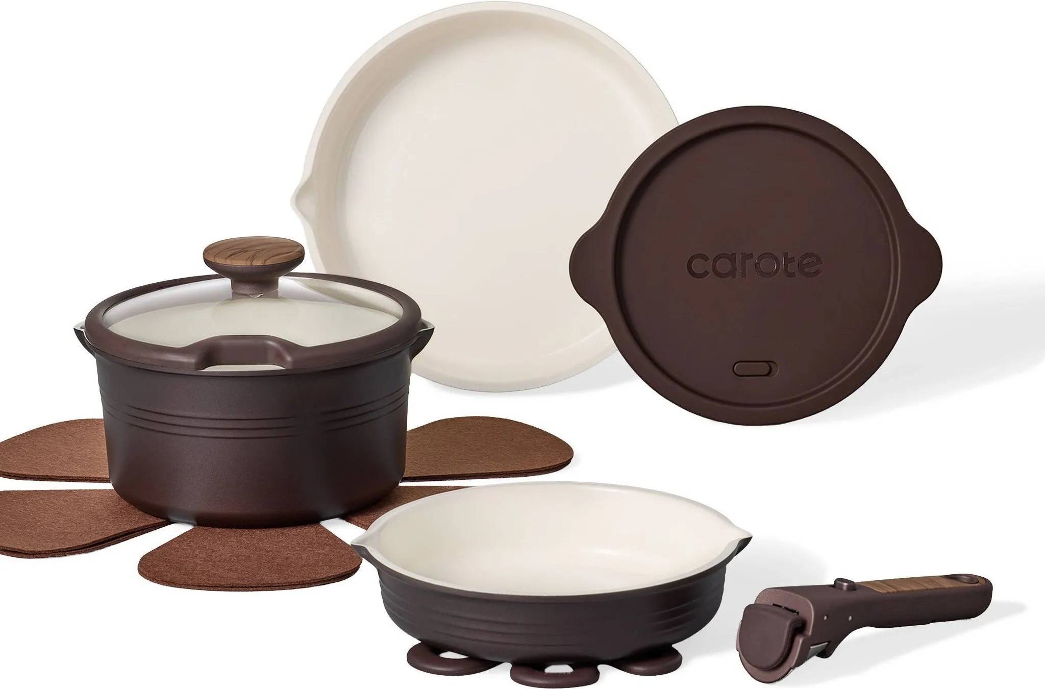 Carote 10pc Ceramic Nonstick Brown Cookware Set