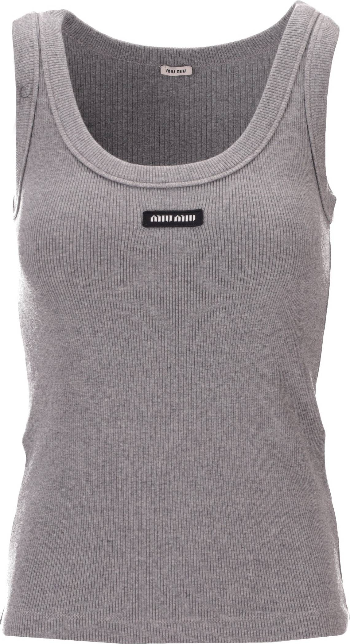 Miu Miu Ribbed Grey Tank Top - Gray