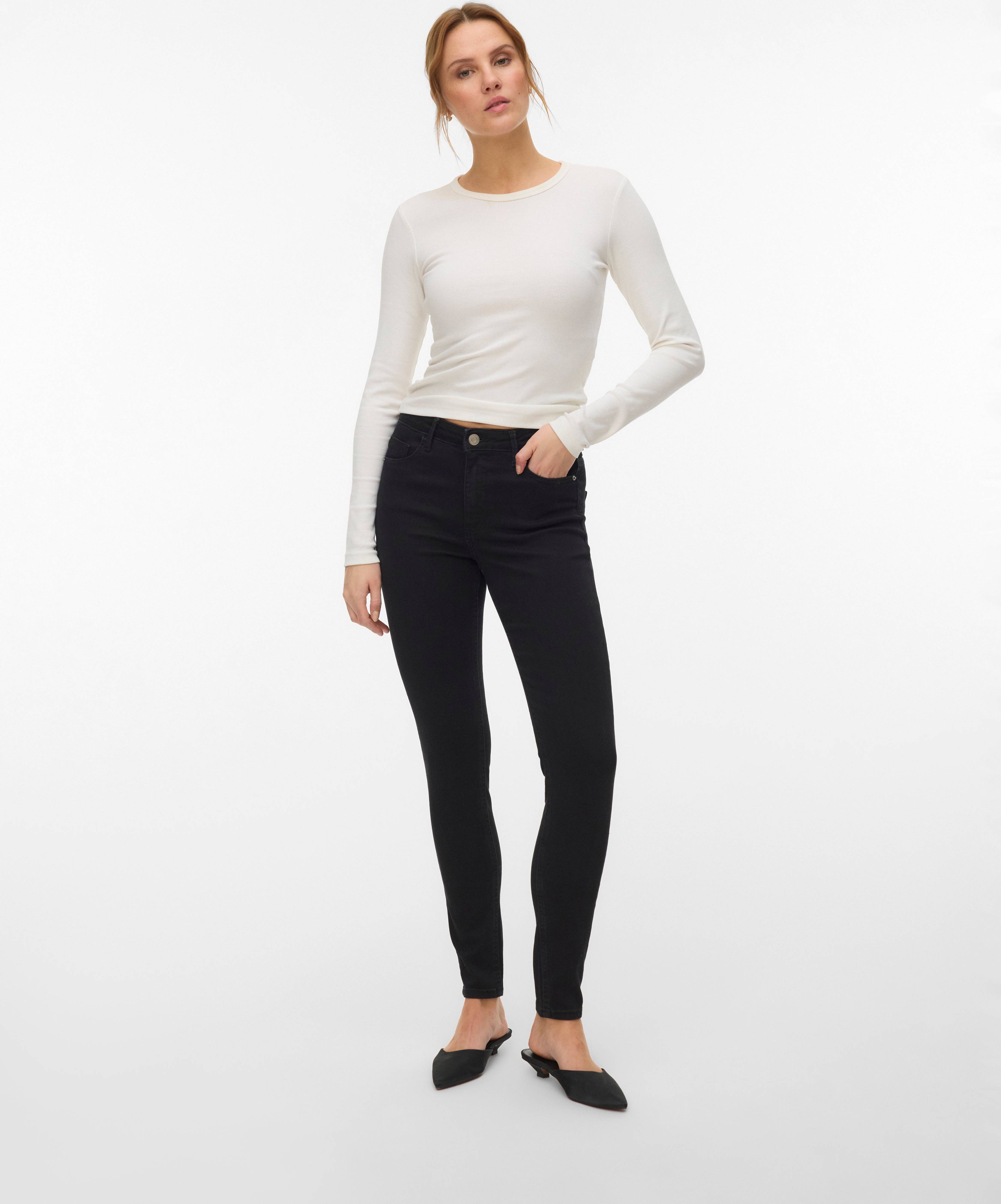 Vero Moda Vmpolly Mid Rise Skinny Fit Jeans - Sort