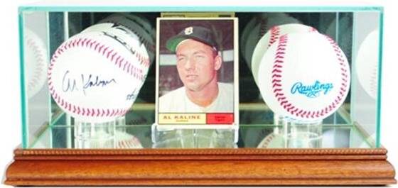 Double Baseball Card Display Case - Walnut