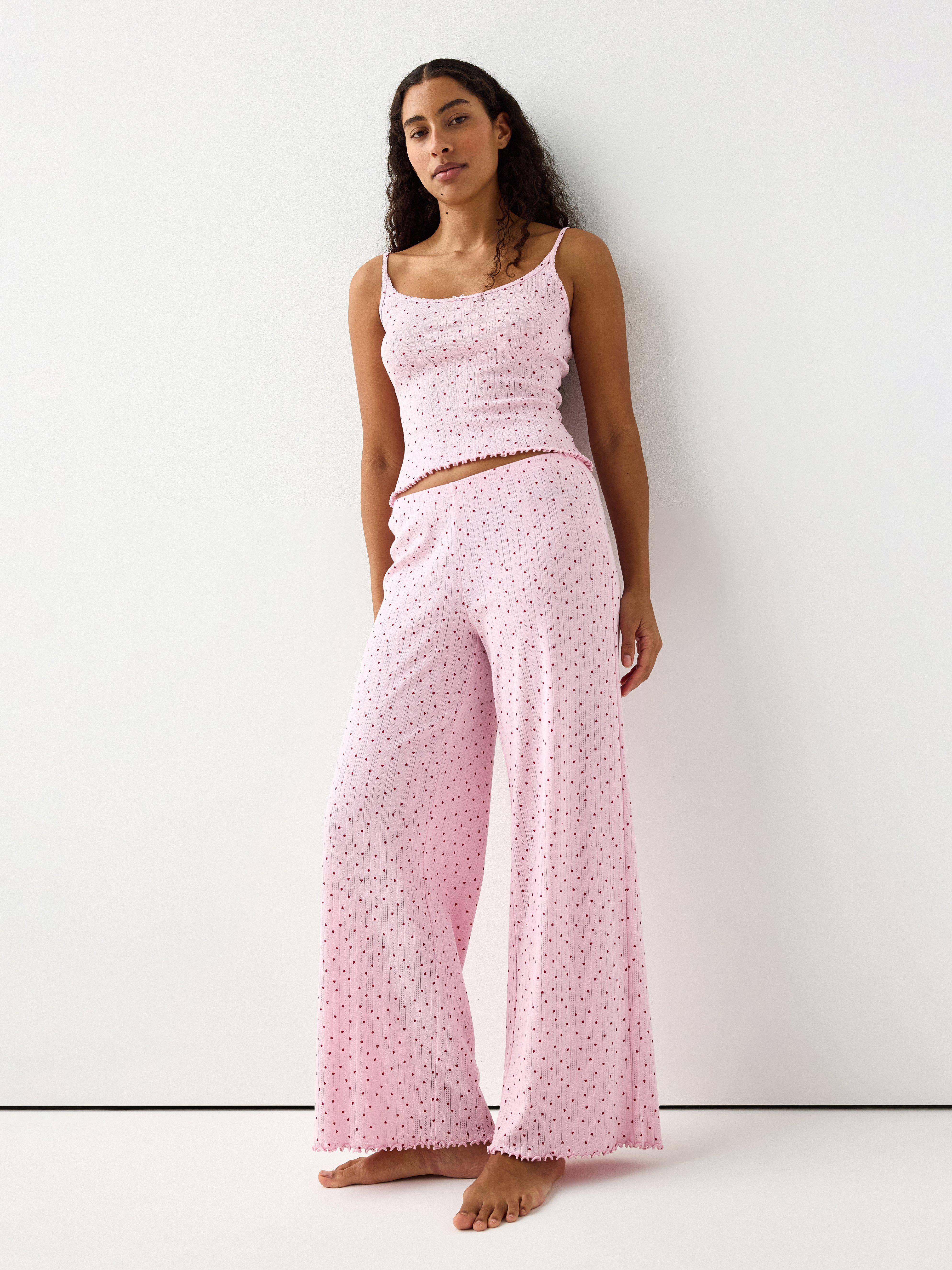 Pointelle Lindex Vid Pyjamasbukse Pointelle - Rosa