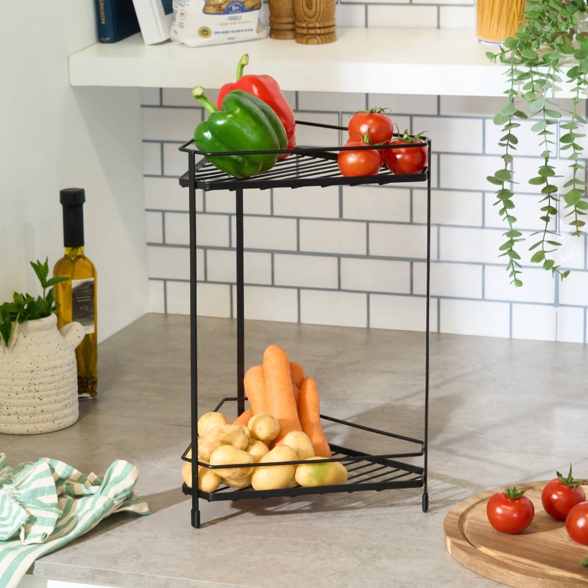 2-Tier Kitchen Corner Shelf Rack