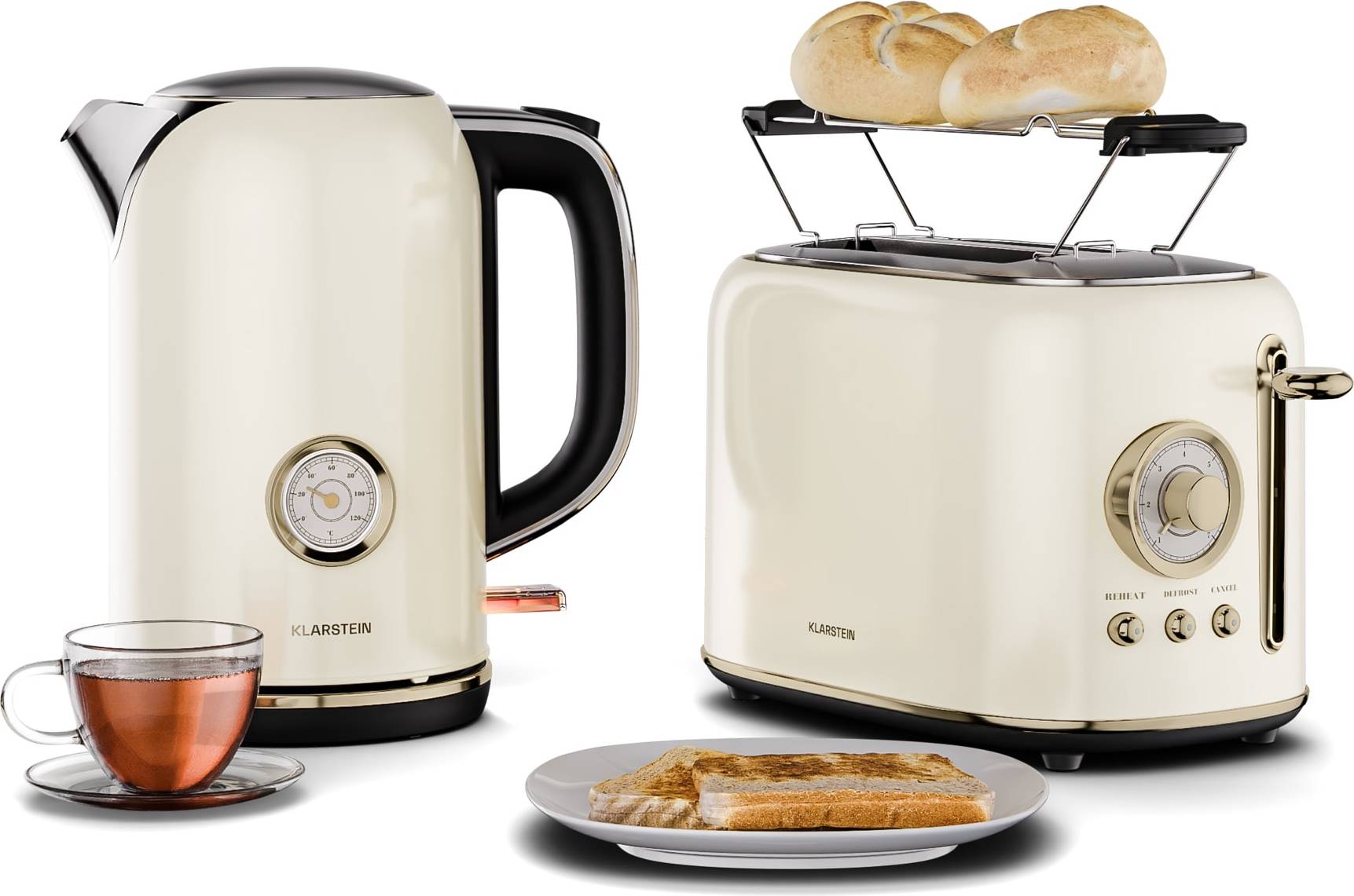 Klarstein Victoria Basic Breakfast Set 2-Slice Toaster Kettle