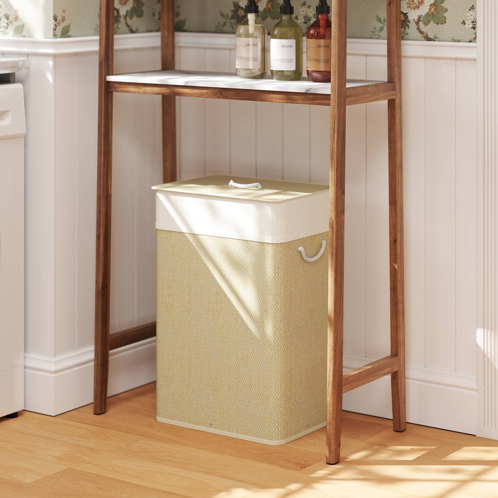 Homcom Bamboo Laundry Basket 72L With Rope Handles