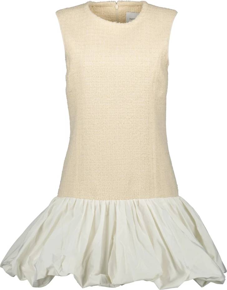 Tweed Ruffle Dress - Beige