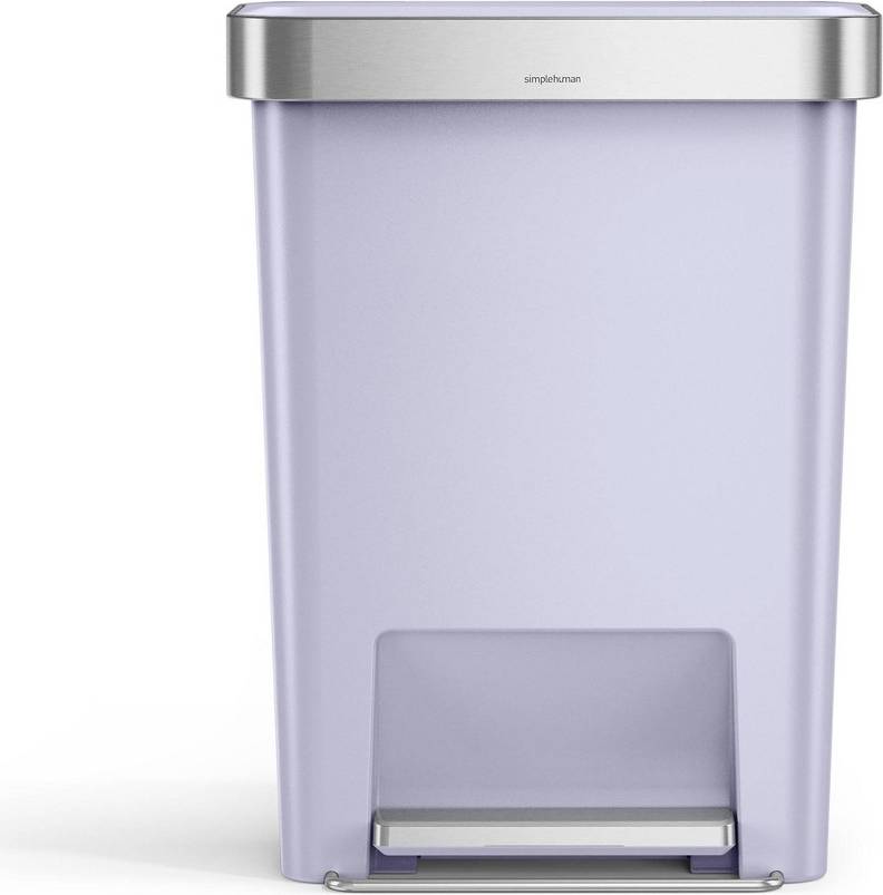 Simplehuman trash can Simplehuman 45L Rectangular Plastic Liner Rim Step Trash Can Lilac
