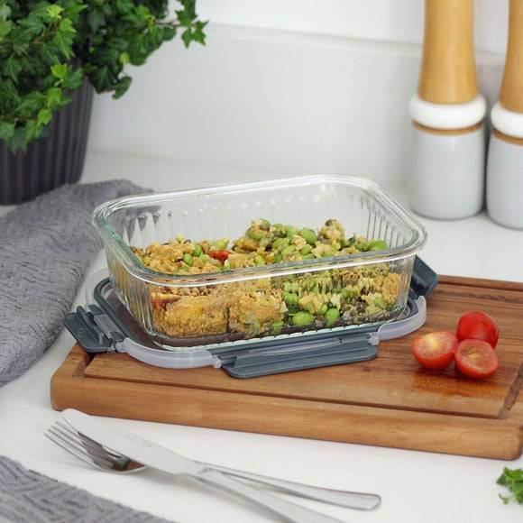 Dunelm Borosilicate Glass Ribbed Storage Food Container