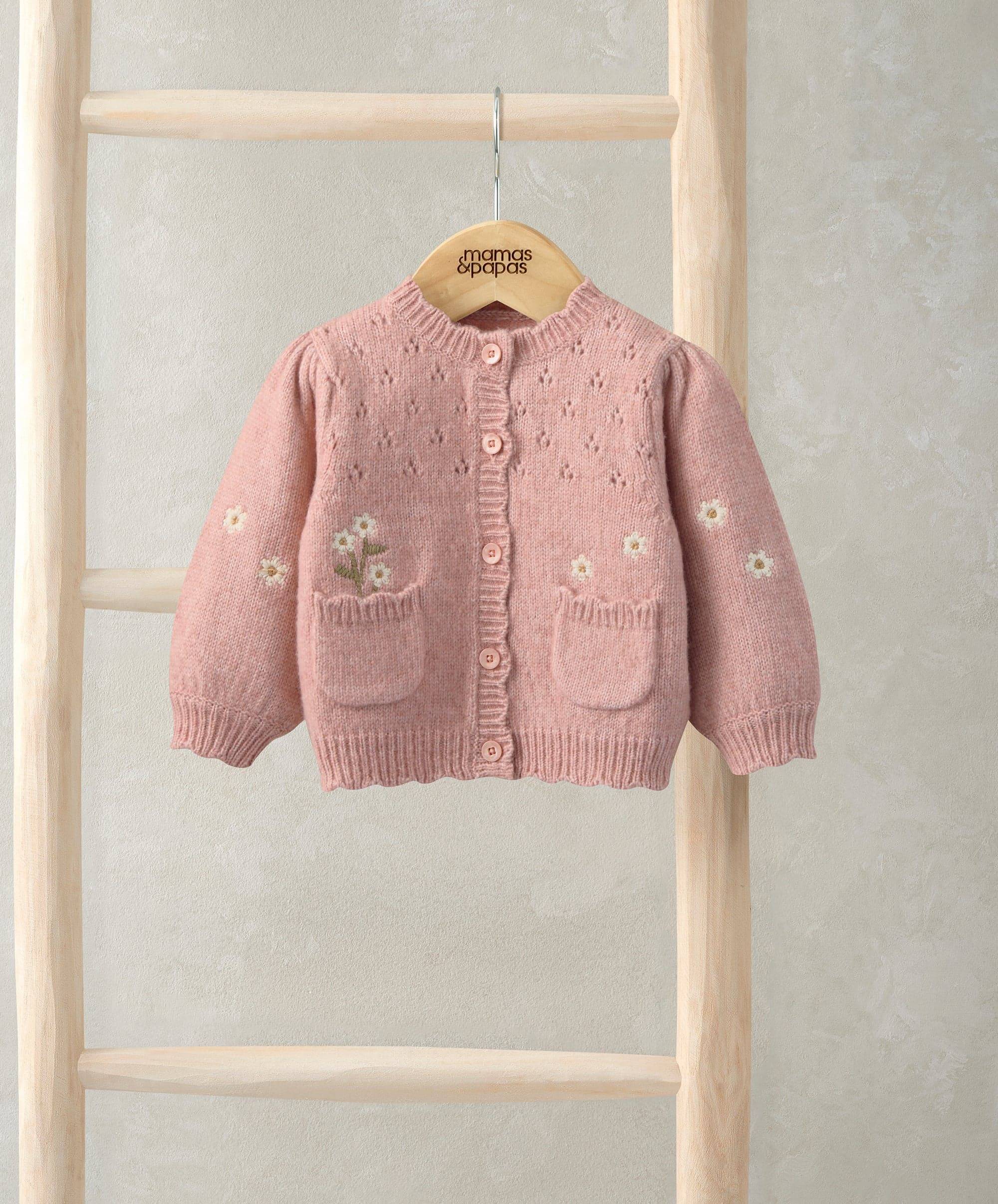 Cardigan Ricamato Con Margherite