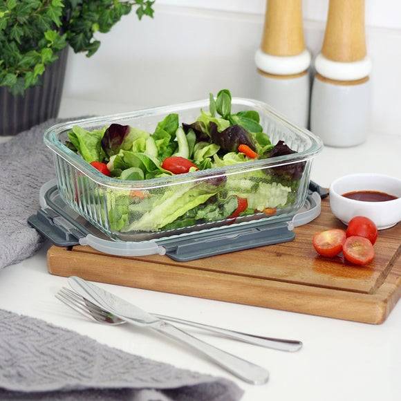 Dunelm Borosilicate Glass Ribbed Storage Food Container