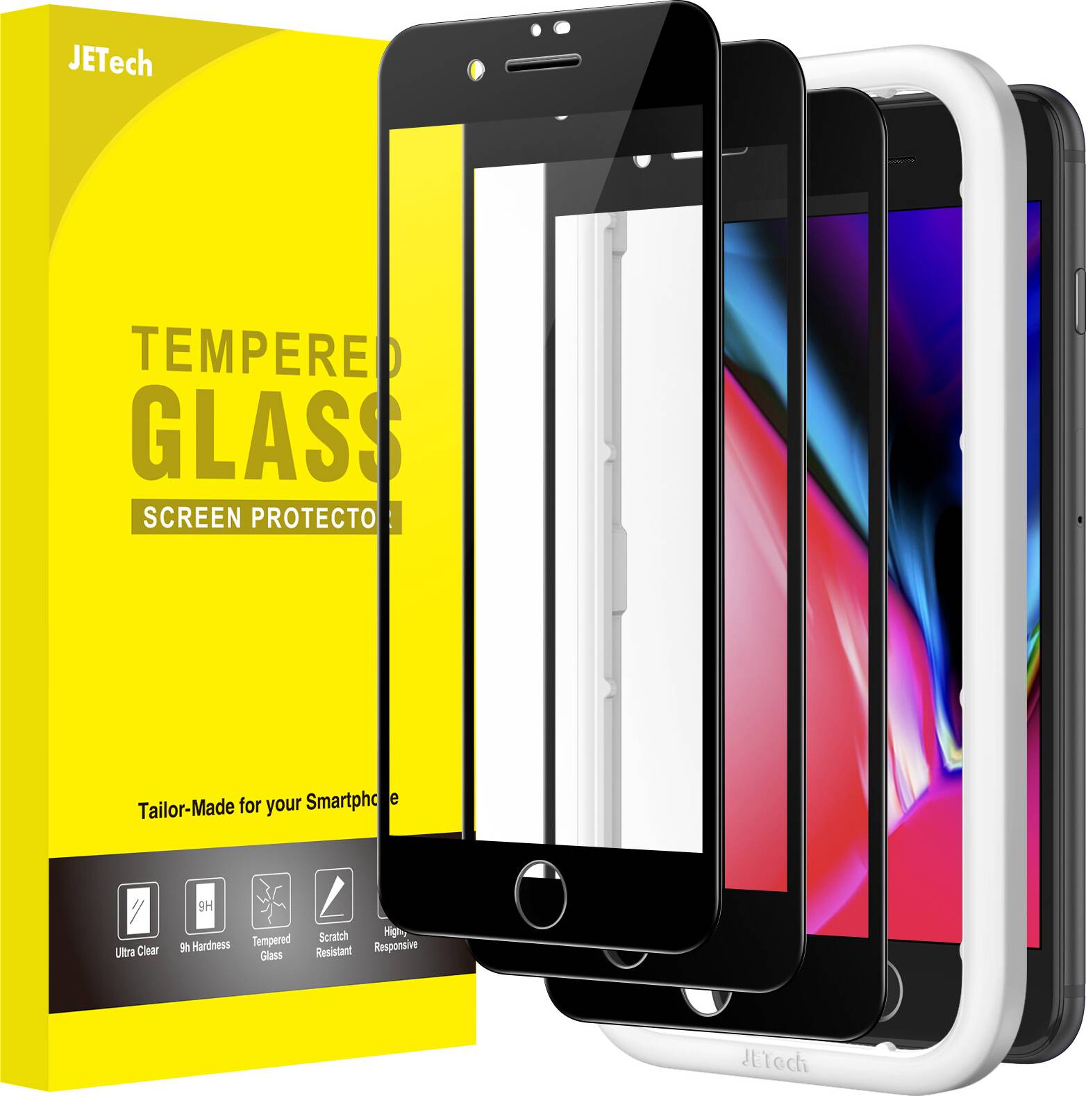 Iphone 8 screen JeTech Full Coverage Screen Protector For Iphone 8 Plus 7 Plus 5.5-Inch 3-Pack