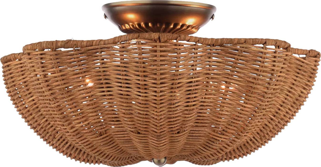 Joules Braywick Rattan Natural Ceiling Flush Light