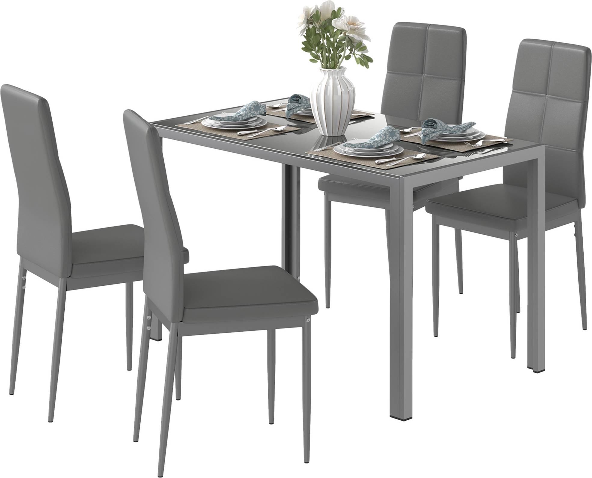 Set 4 sedie Homcom Set Rettangolare con 4 Sedie Set da Pranzo