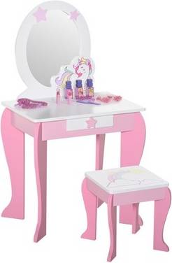 Vanity dressing table with mirror Homcom Girls Dressing Table With Mirror