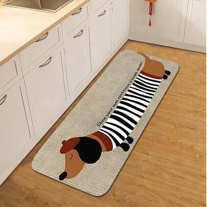 Shein Premium Dachshund Pattern Doormat Rectangular Multicolour