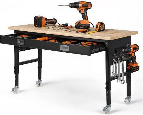 Adjustable workbench VEVOR 60-Inch Adjustable Workbench With Drawer
