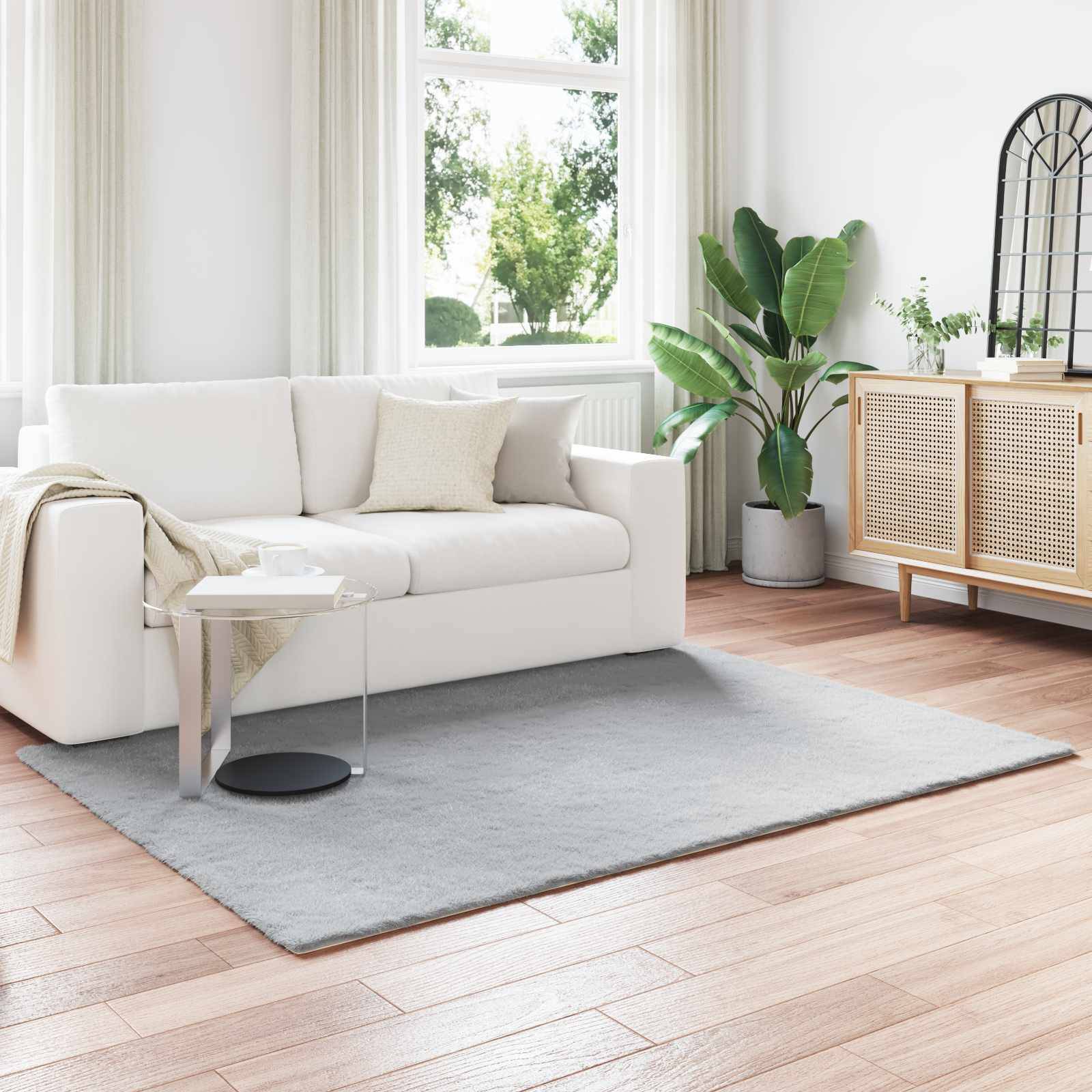 vidaXL Faux Rabbit Fur Rug Olite 140 x 200 cm Grey